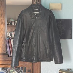 Perry Ellis Size Large Men's Black Lambskin Leather Jacket